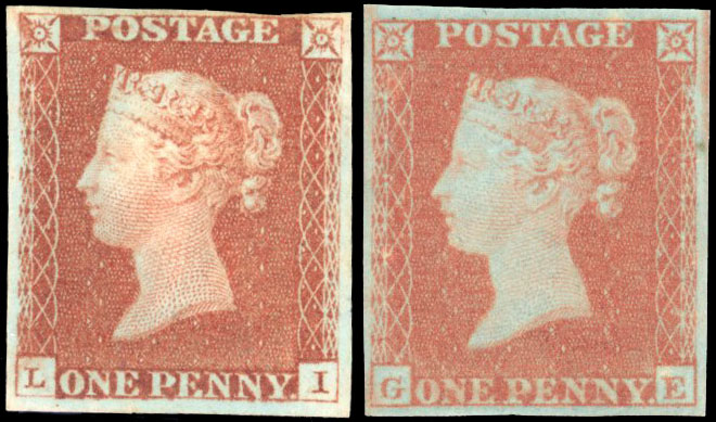 1841 1d Red-Brown. Two unused part o.g.