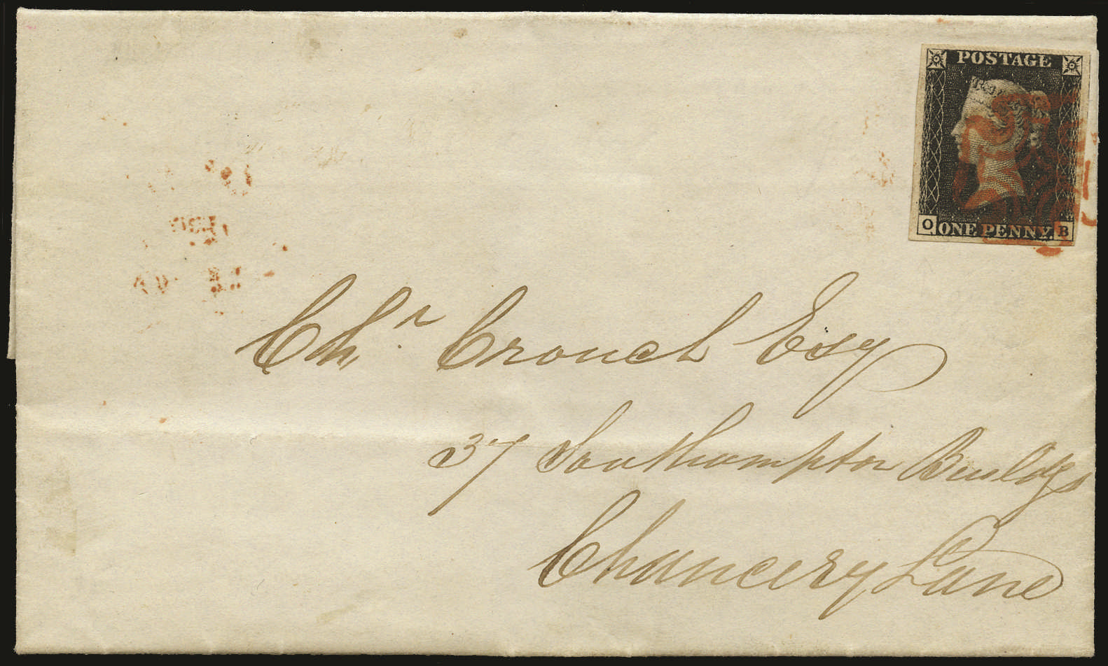 SG2 1840 1d Black Pl.6. OB Re-entry