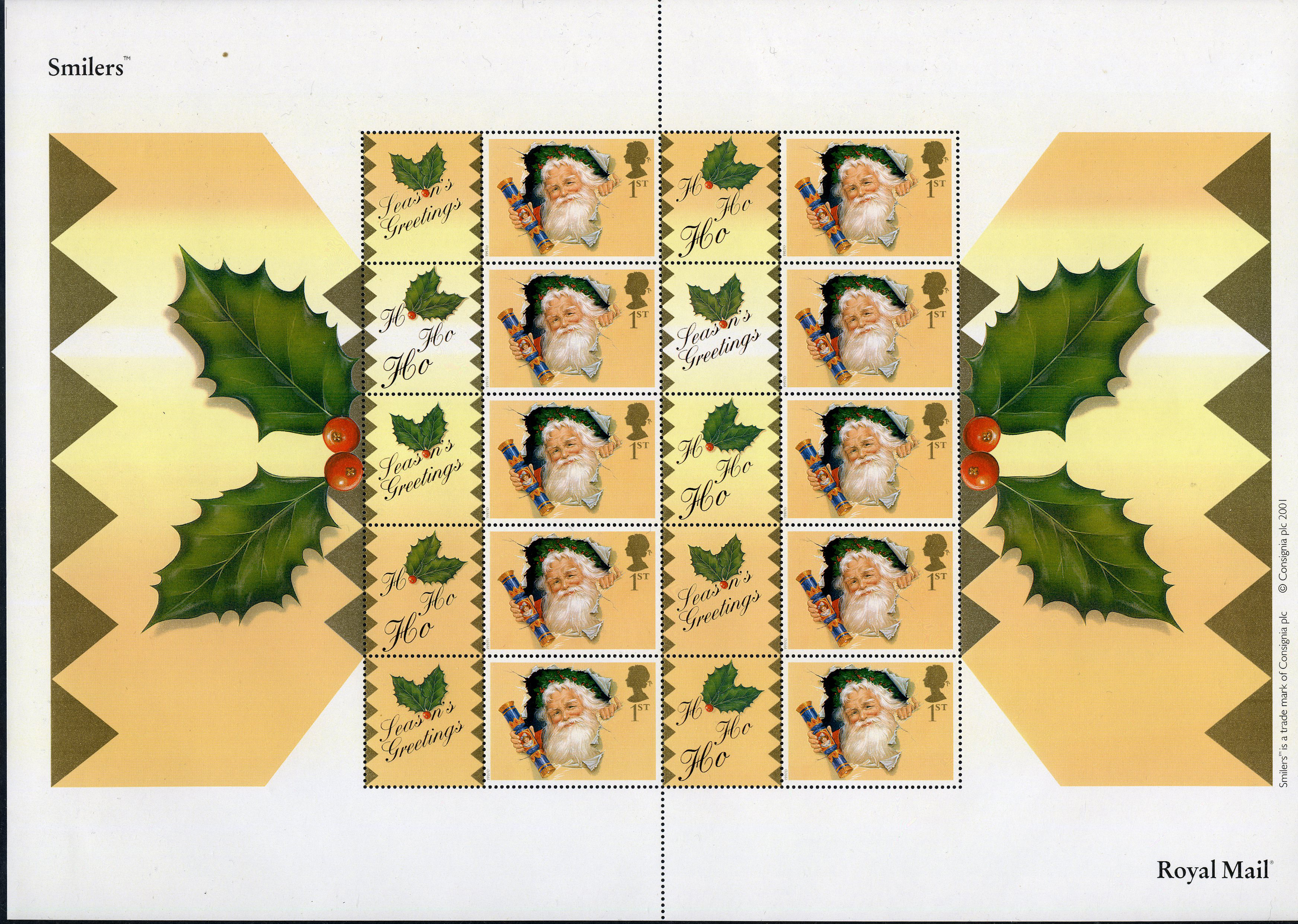 SMILERS: 2001 Christmas 19p sheet of twenty...