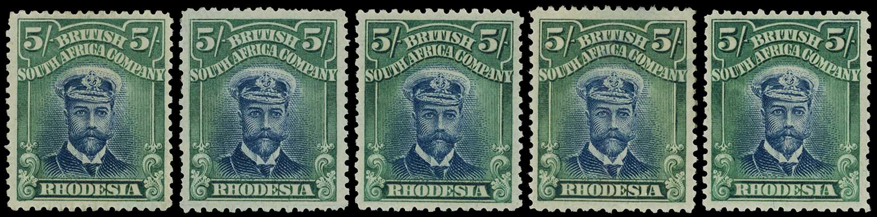 1913-7 5/- Head Die II, perf 14. Five part...