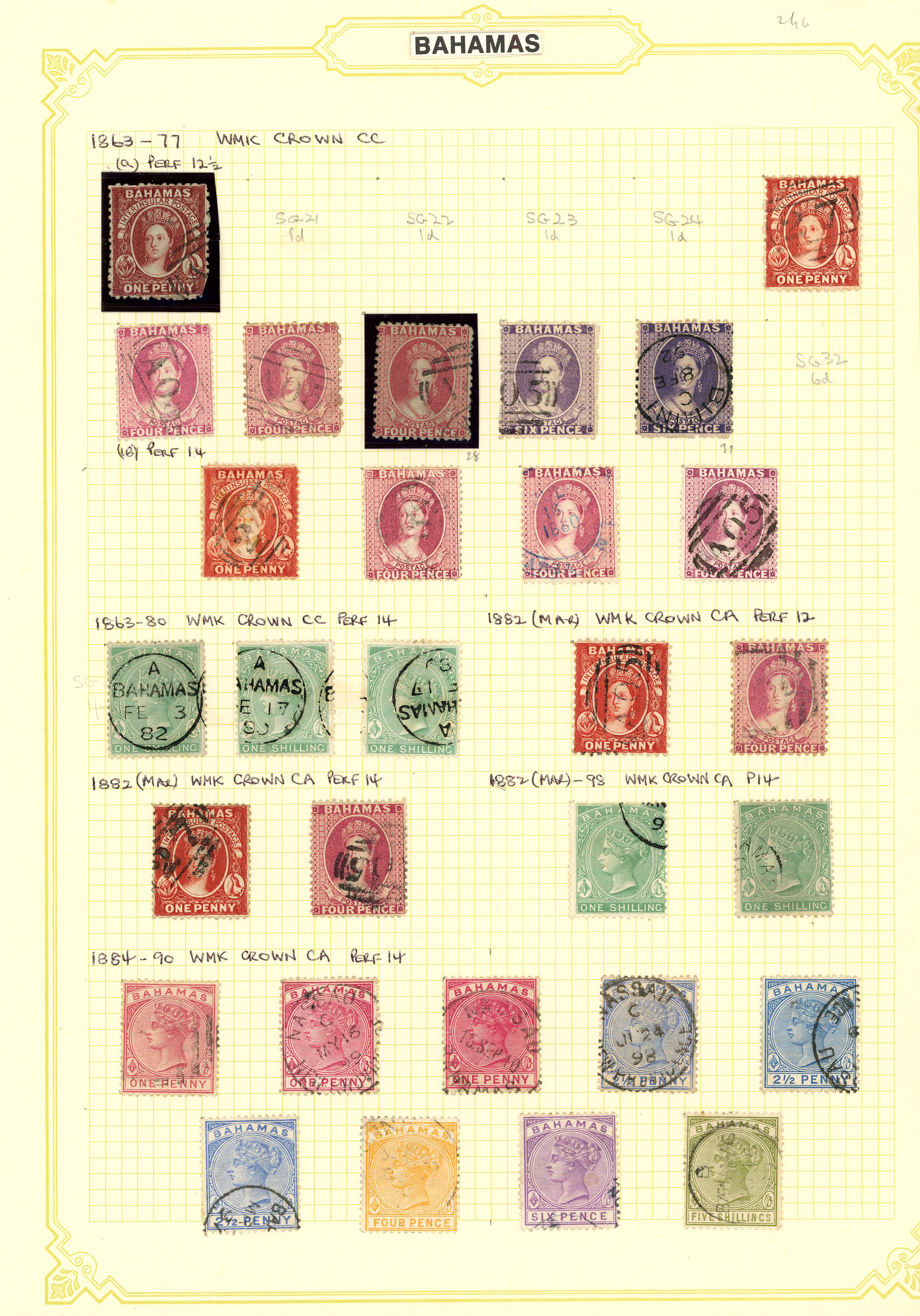 1863-1963 used collection (246) on leaves,...