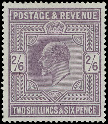 1902-10 2/6d pale dull purple, variety, WMK INVERTED