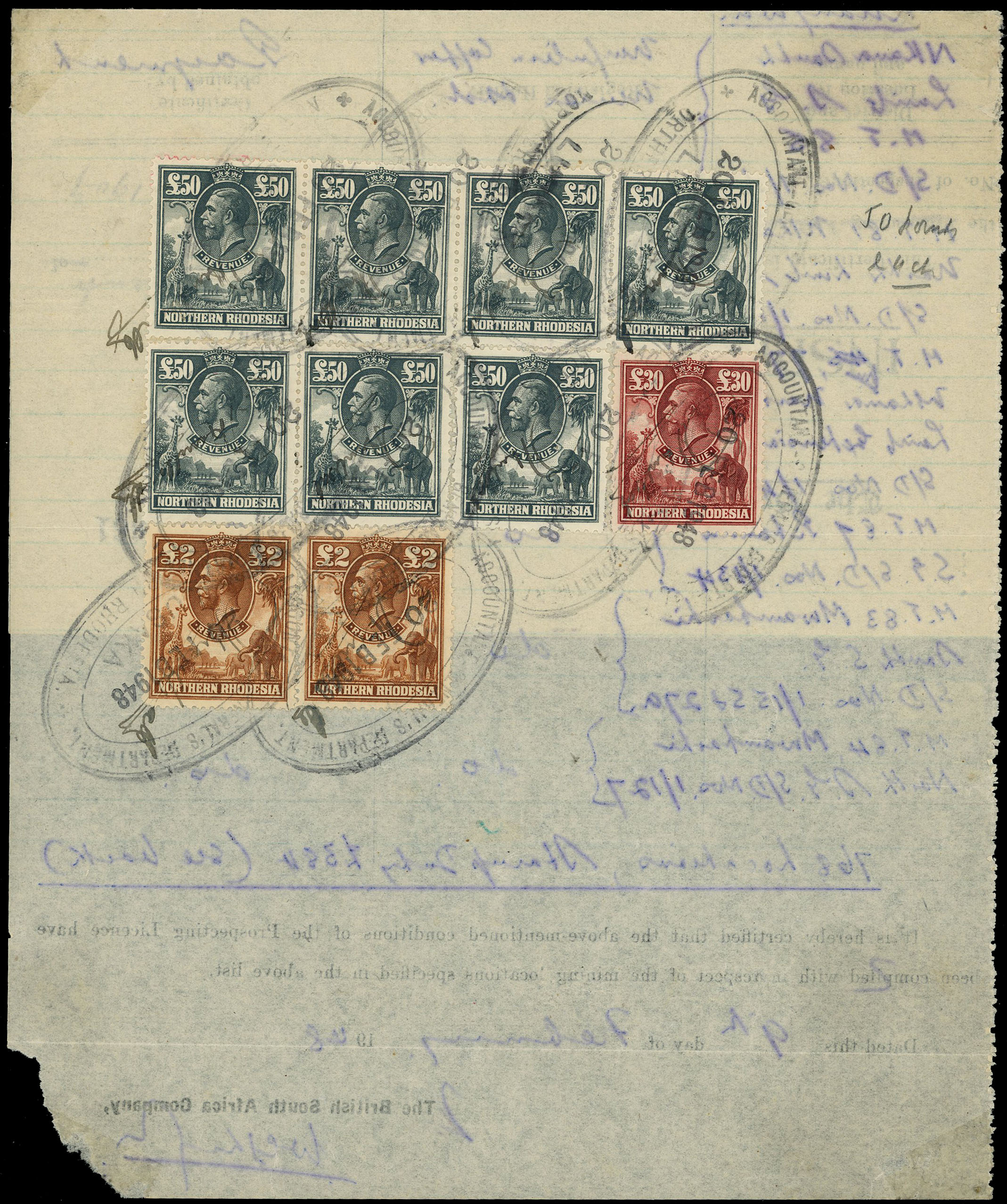 1948 (9th Feb) complete Inspection Certificate paying duty...