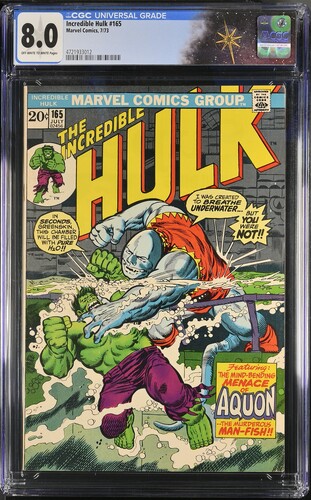 Incredible Hulk #165 CGC 8.0 1st appearance of Aquon (Marvel Comics, 1973) Off-white of white pages