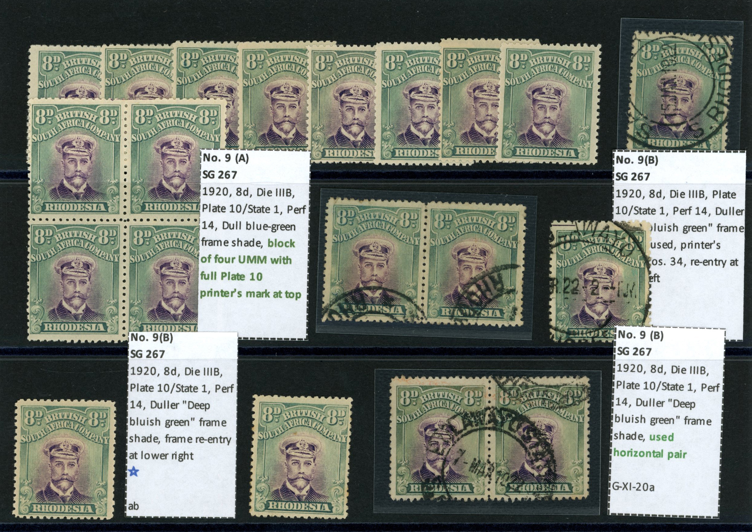 1913-7 8d Head Die IIIB, perf 14, toned...