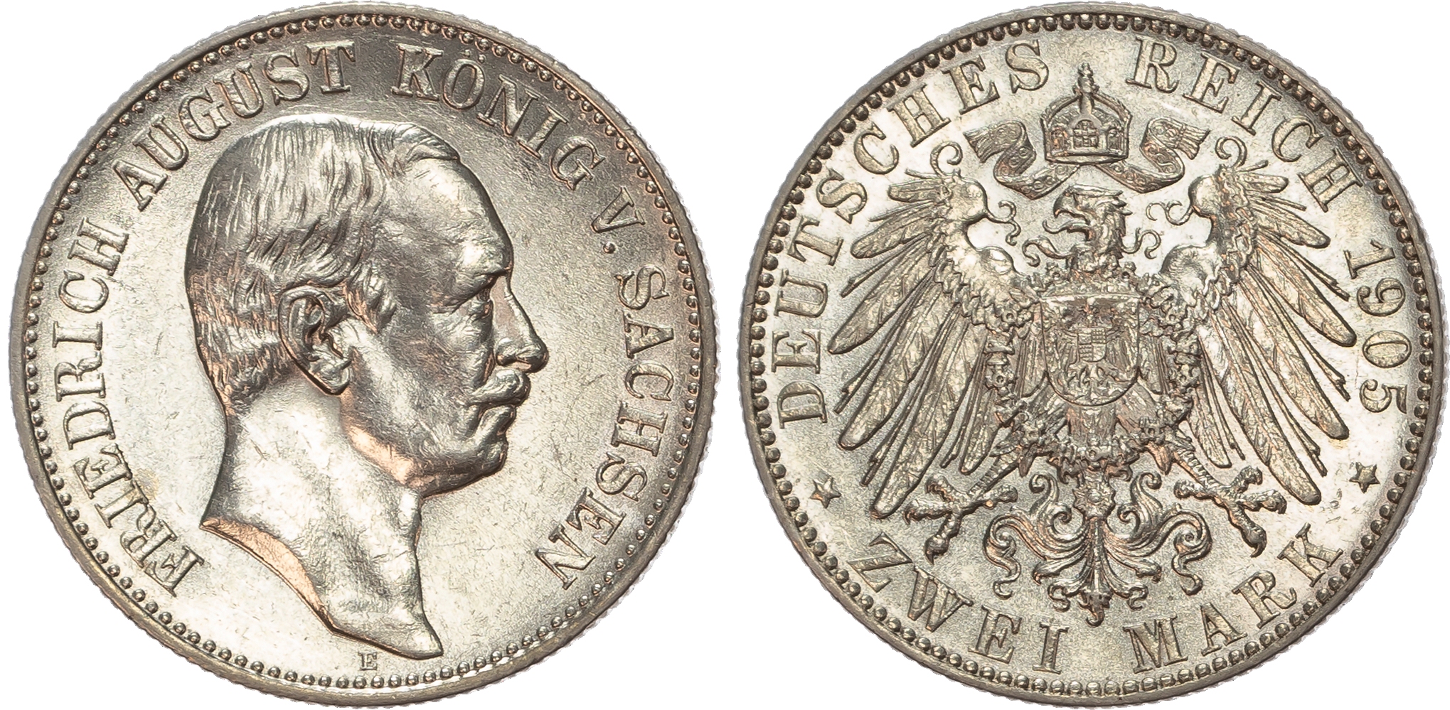Germany, Saxony, Friedrich August III (1904-1918), silver 2 Marks.