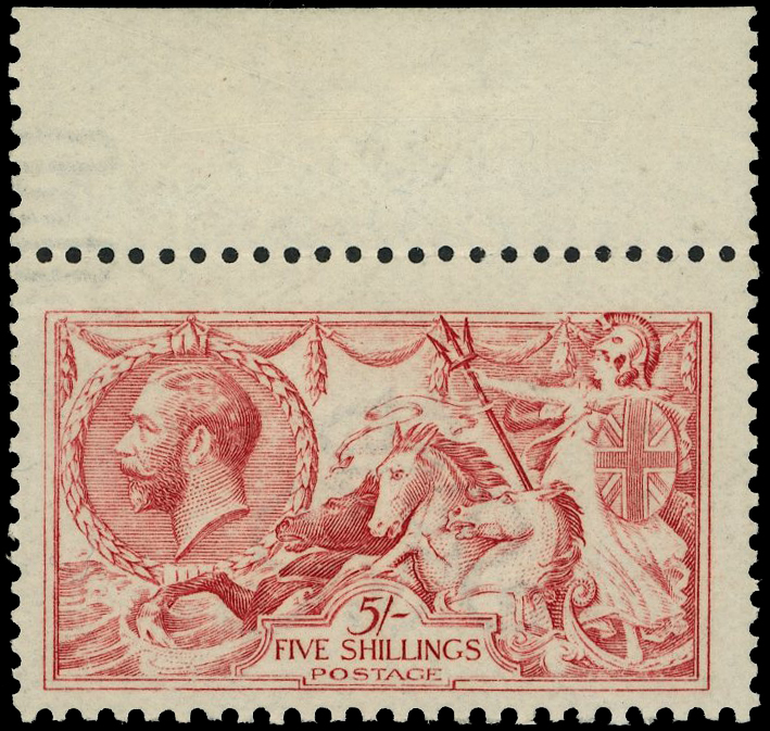 GB: 1915 5s pale carmine (worn plate) top marginal example,