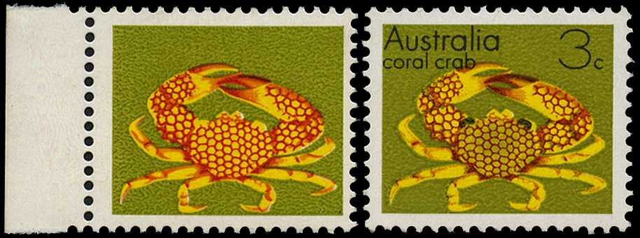 1973-79 3ct 'Coral Crab' showing variety...