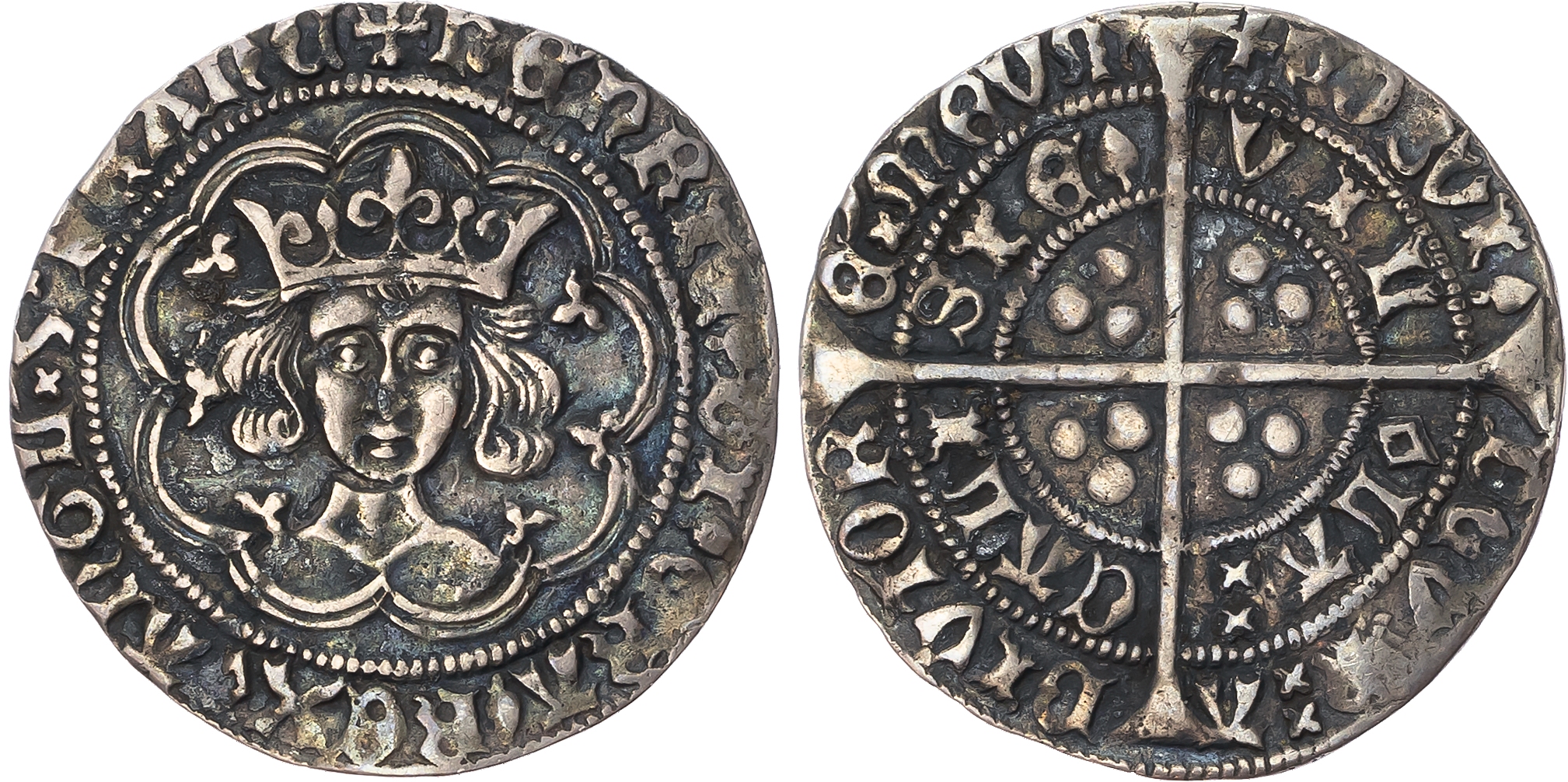 Henry VI (First Reign, 1422-1461) Groat, pinecone-mascle issue (1431-32/3), Calais mint, mintmark cross patonce (1427-34).