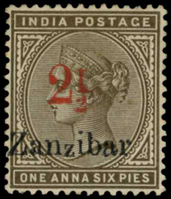 1896 "2½" on 1a6p sepia, type 6...