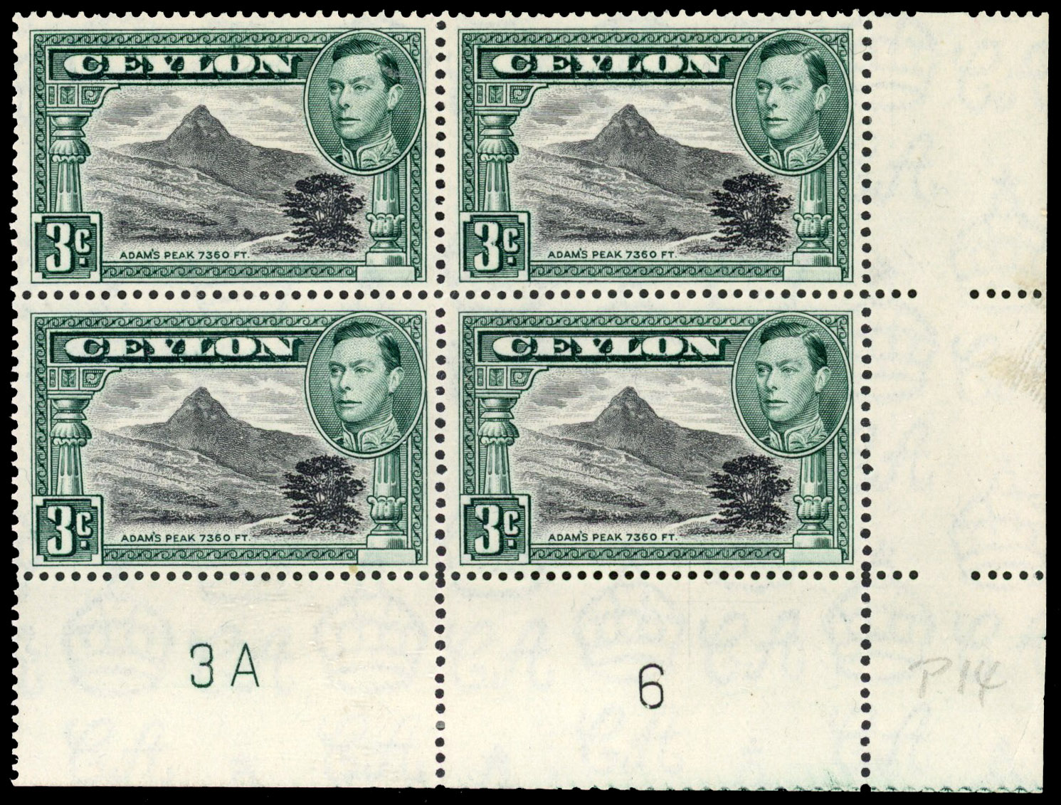 Ceylon SG 387c Plate block mint