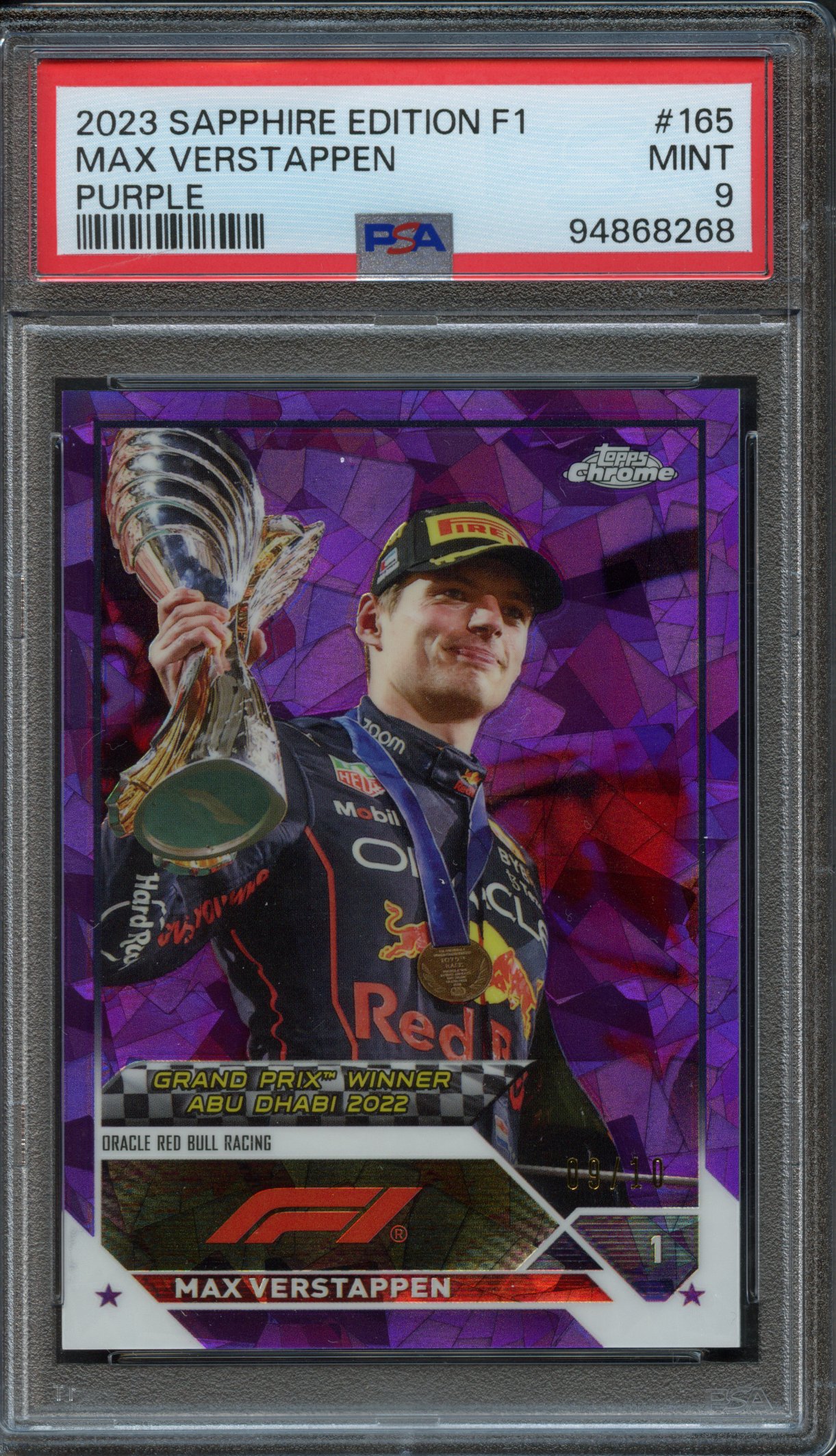 <p>PSA 9 2023 Topps Chrome Sapphire Edition F1 Max Verstappen #165 Purple</p>