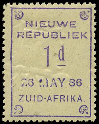 NEW REPUBLIC SG 48 1886-87 1d VIOLET ON YELLOW EMBOSSED ARMS UPRIGHT DATED 26 MAY 86 LPOG