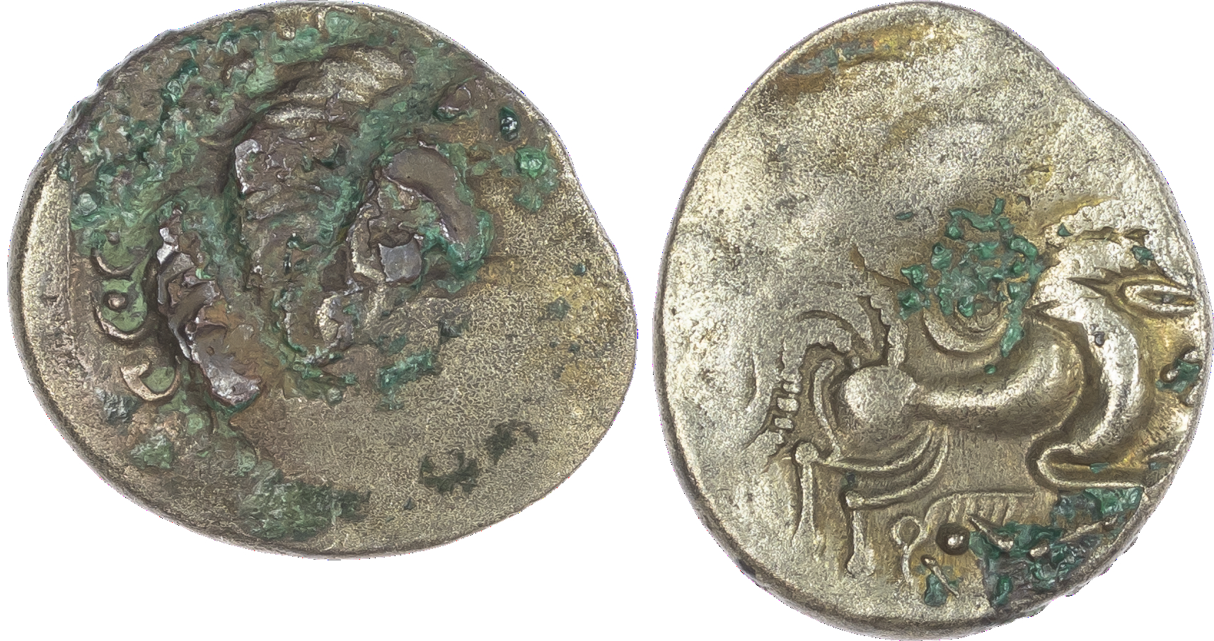 Group Lot, North West Gaul, Coriosolites (c. 100-50 BC) BI Staters (5). Stylised male head right, hair of large spiral