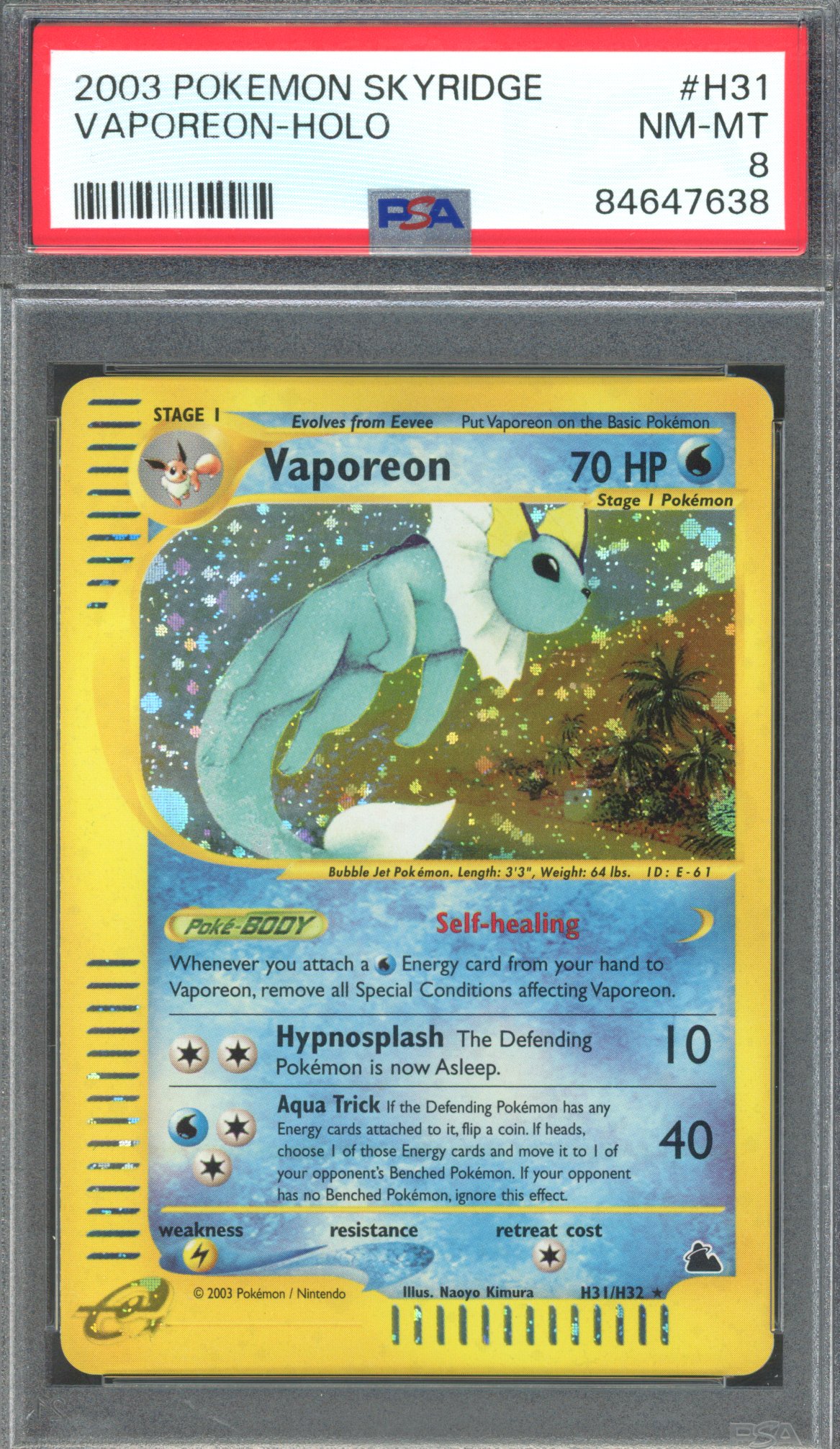 Pokémon TCG - PSA 8 Vaporeon - Holo - Skyridge 