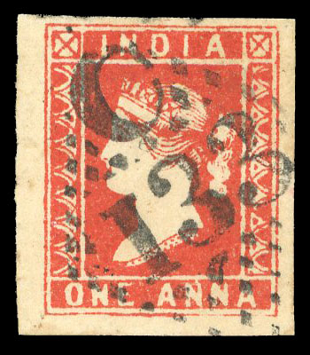 India SG 11var 1a deep red Substituted transfer, used. 