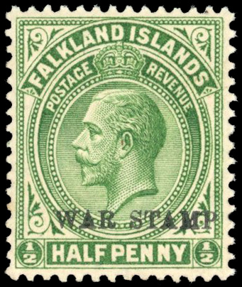 Falkland Islands SG 70cx 1918 ½d War Tax watermark reversed mint