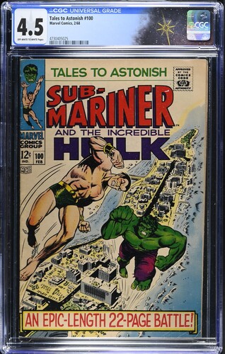 Tales to Astonish #100 CGC 4.5 Stan Lee story Marie Severin and Dan Adkins cover and art (Marvel Comics, 1968)