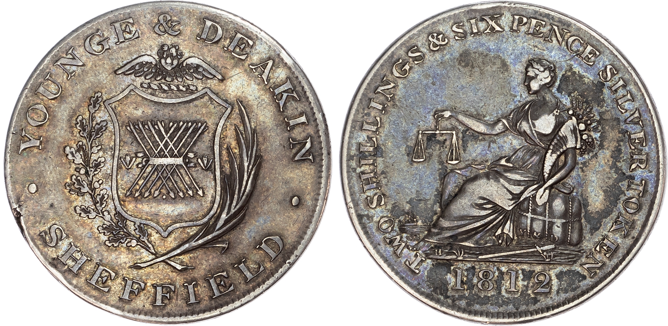 Yorkshire, Sheffield. Younge & Deakin, silver halfcrown, 1812. 