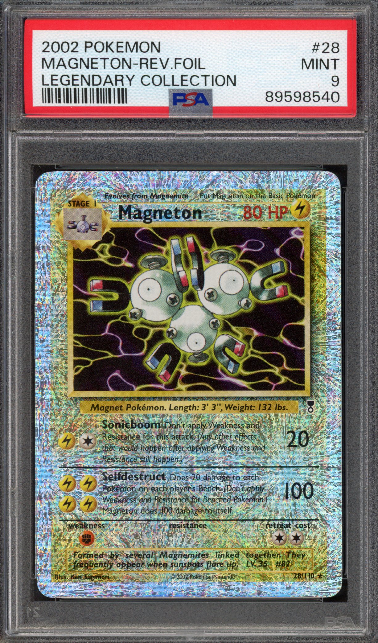 Pokémon TCG PSA 9 Magneton 28 Reverse Foil, Legendary Collection
