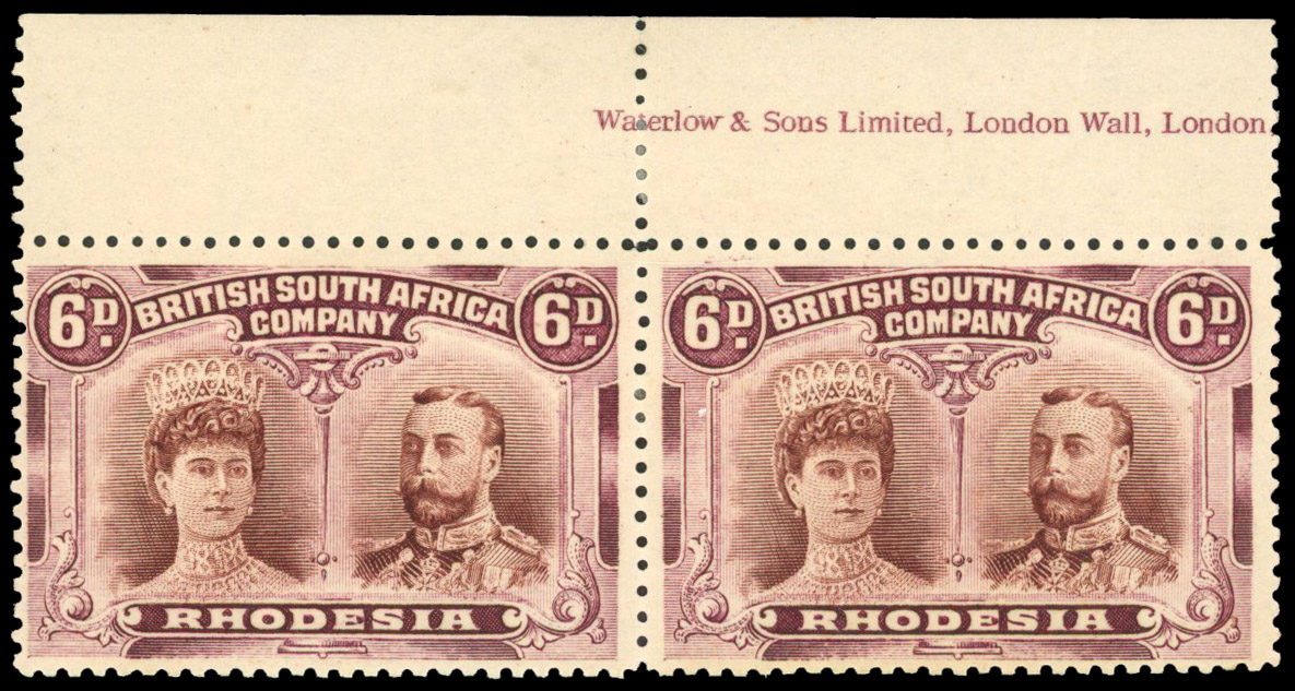 SG 145 6d reddish brown and purple-brown pair, #2 thick ear, mint