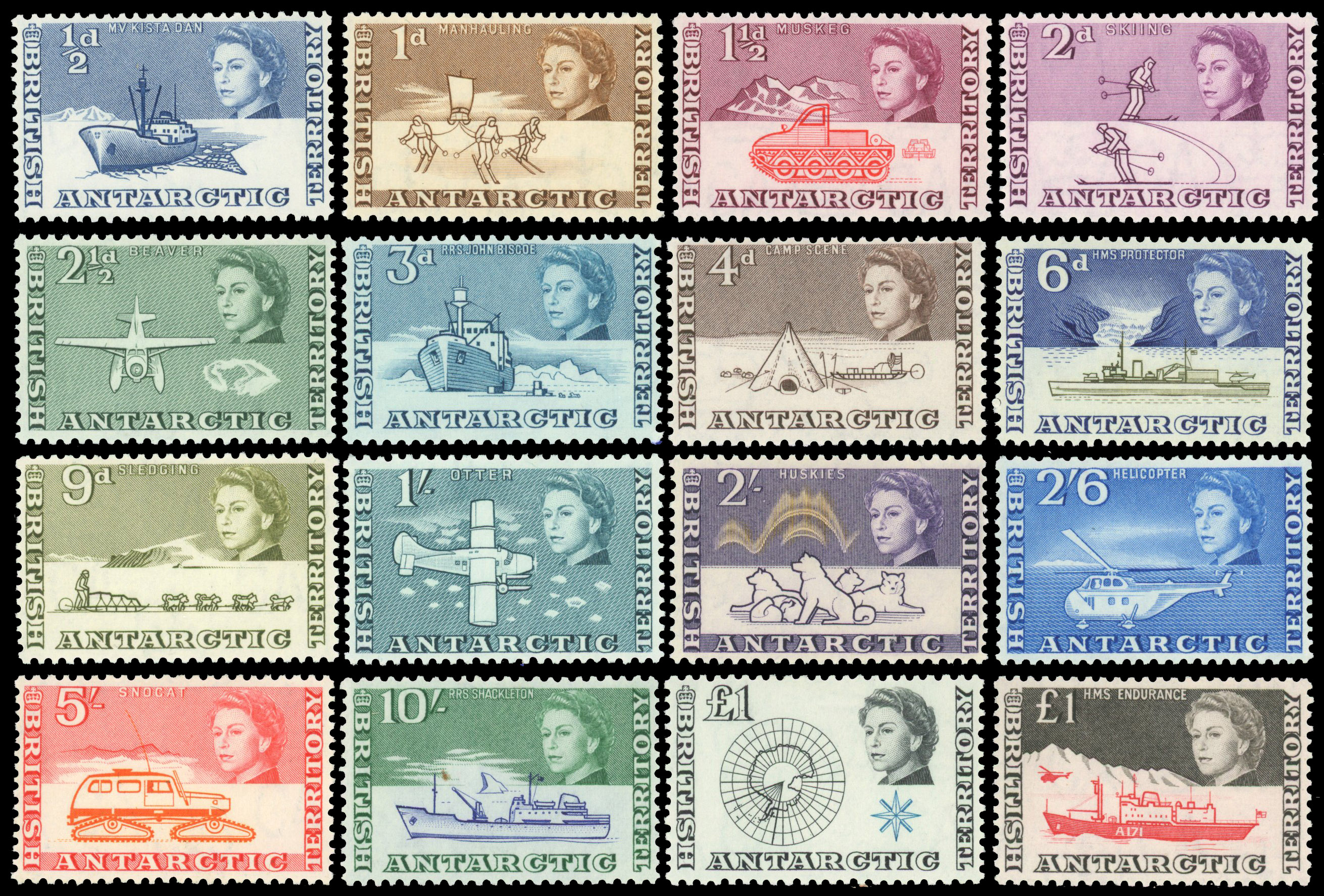 BAT 1963-69 set of sixteen to £1 (both) SG 1-15a mint