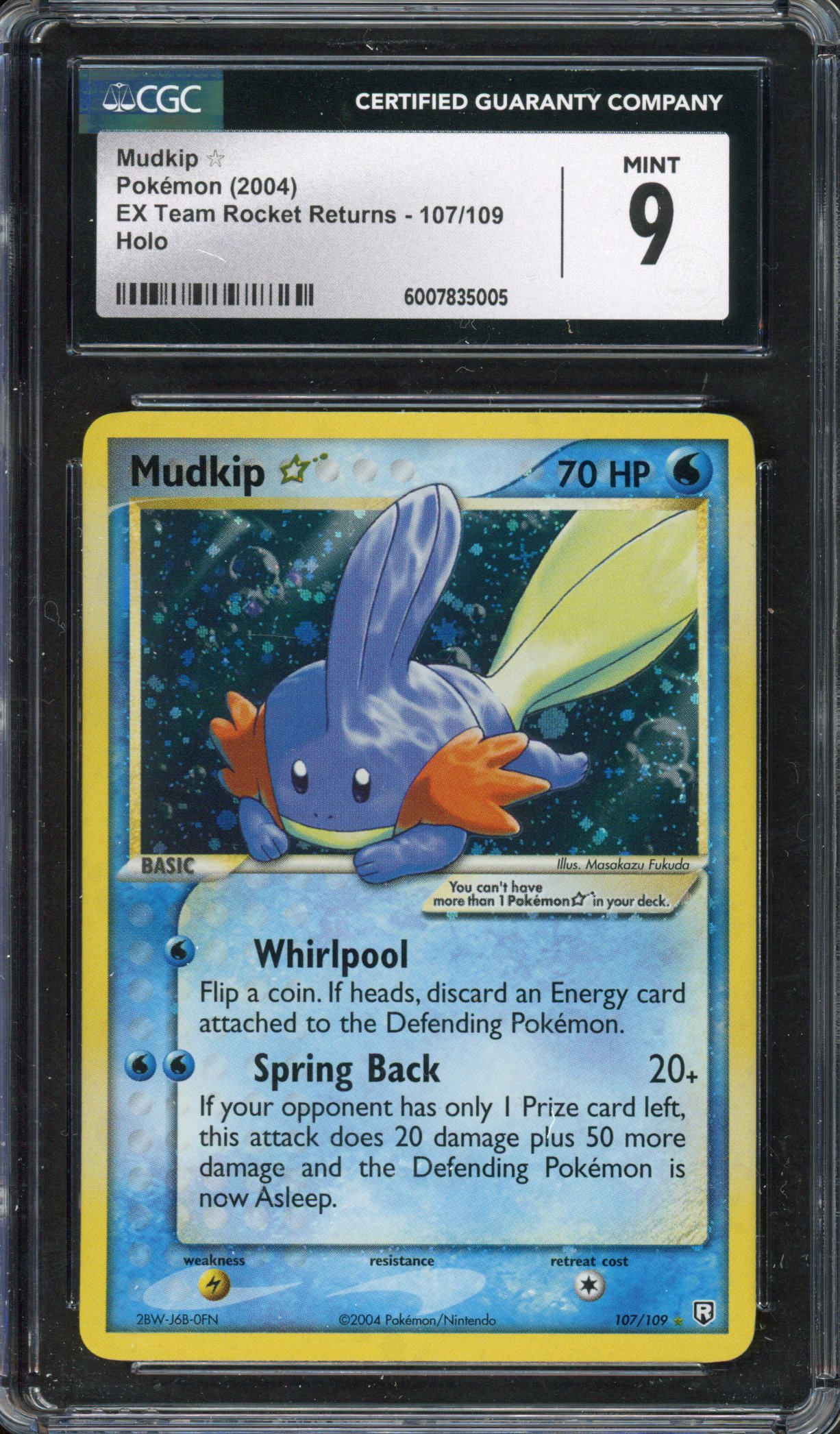 CGC 9 Mudkip ☆ Gold Star - EX Team Rocket Returns 2004 - 107/109