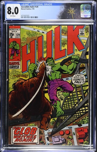Incredible Hulk #129 CGC 8.0 Roy Thomas story Herb Trimpe cover and art (Marvel Comics, 1970) White pages