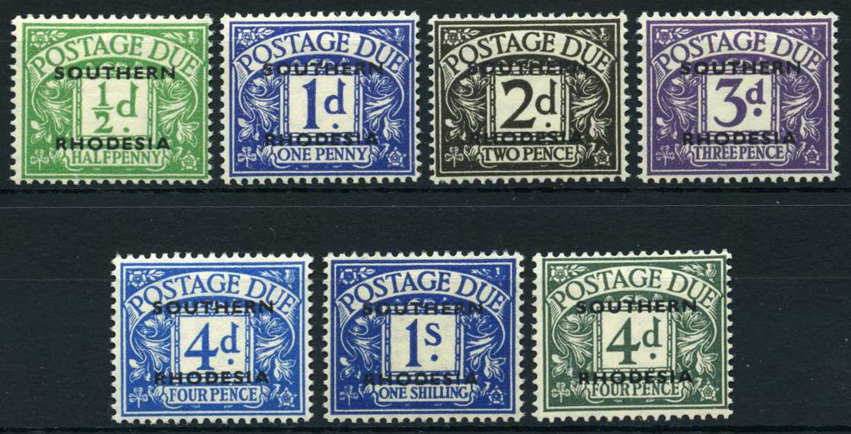 Postage Dues. 1951 set of seven large part o.g, the 4d grey-green fine and lightly hinged. SG D1-7, cat...