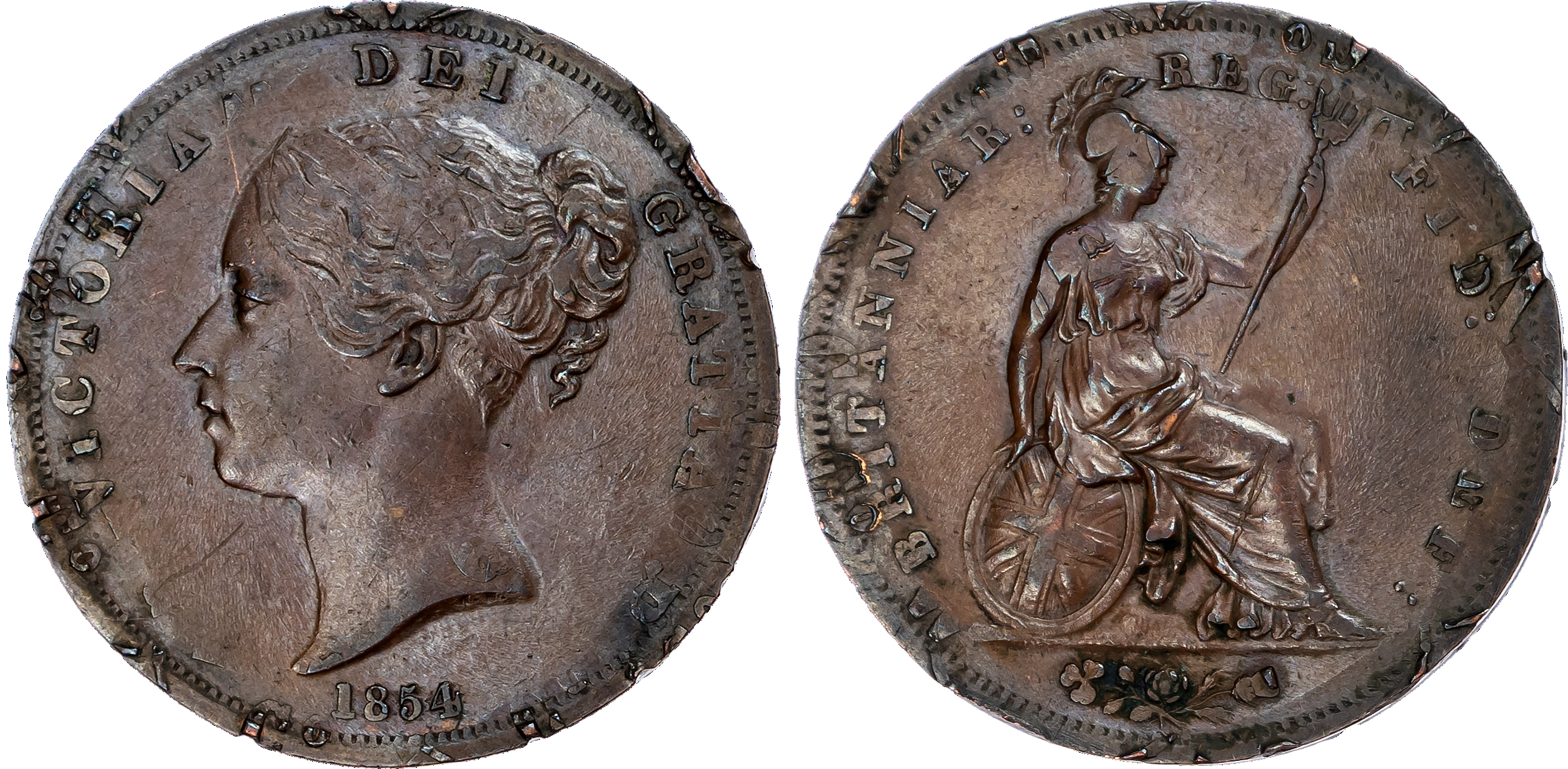 Victoria (1838-1901), Penny, 1854, ‘Overstruck with dies for unidentified Coin, Token or Medal.’