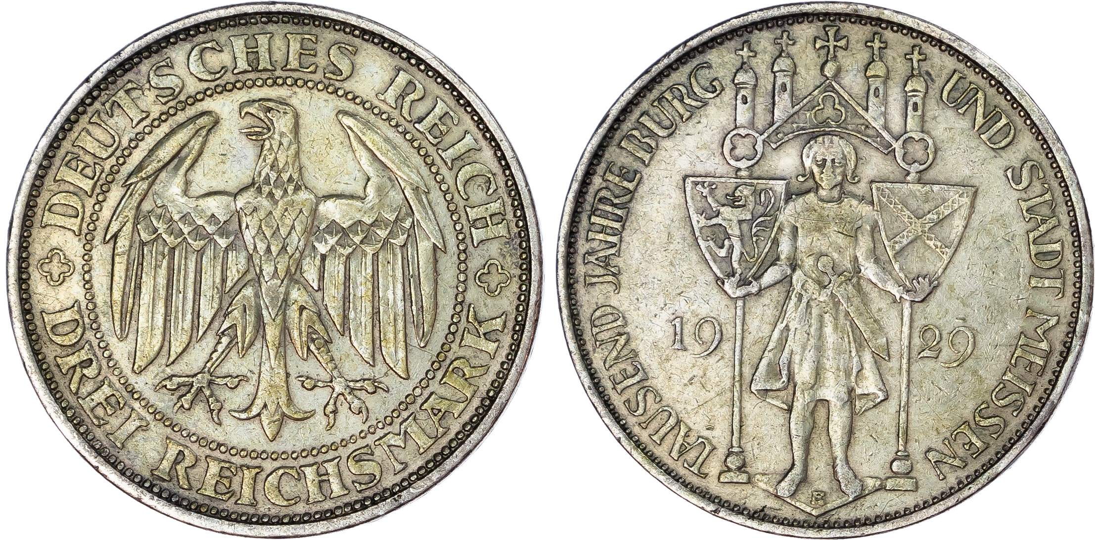 Germany, Weimar Republic AG 3 Marks. 1929E.