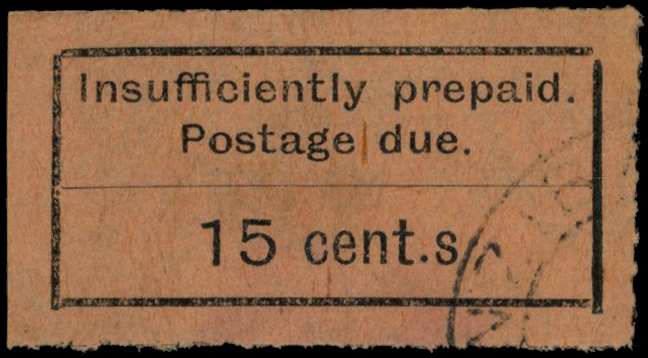 1929 15c black on orange postage due...