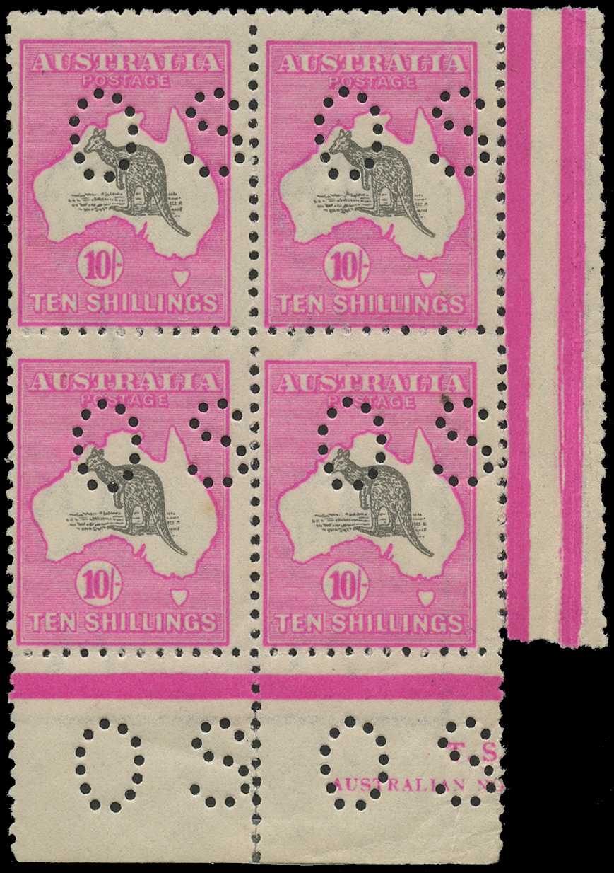 Officials. 1915 10/- grey and pink,...
