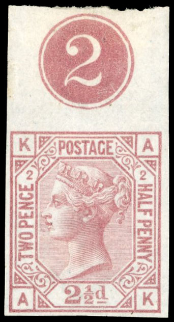 GB 1875 SG138 2½d rosy mauve Plate 2 imprimatur