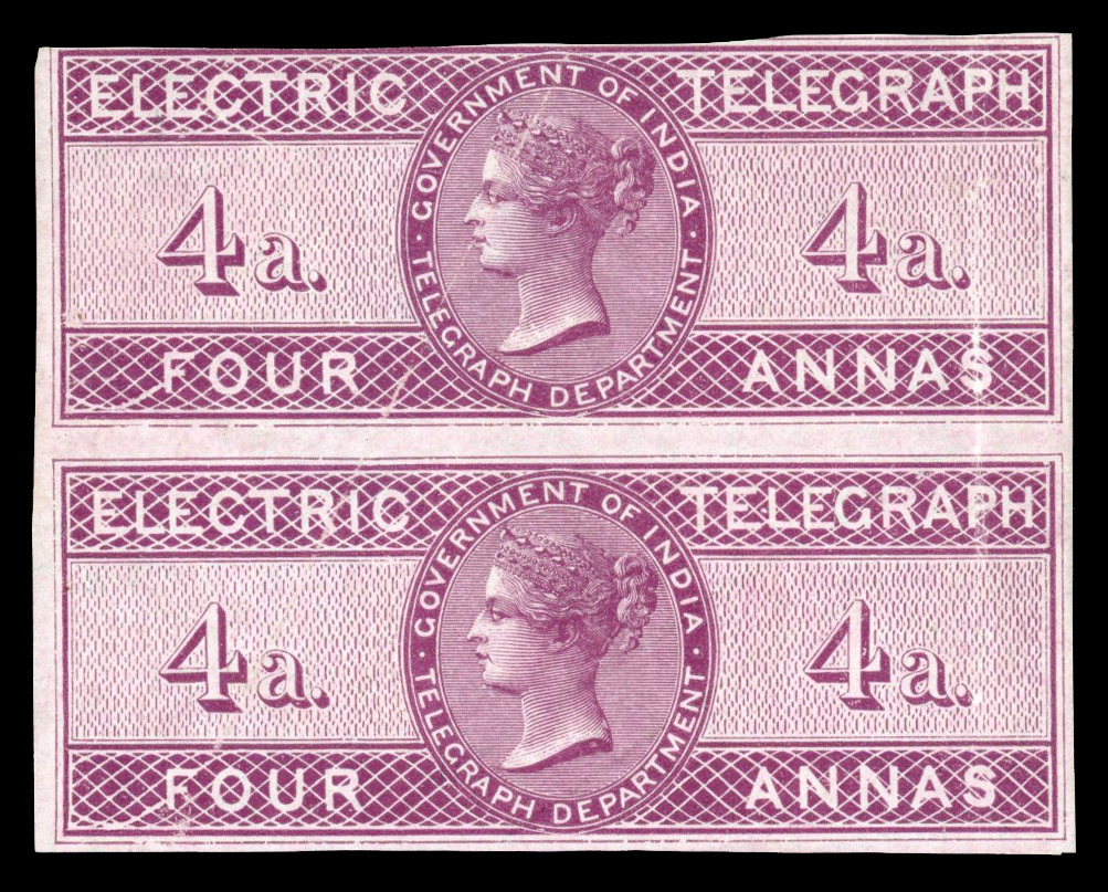 India Telegraphs 1860 4a imprimatur pair