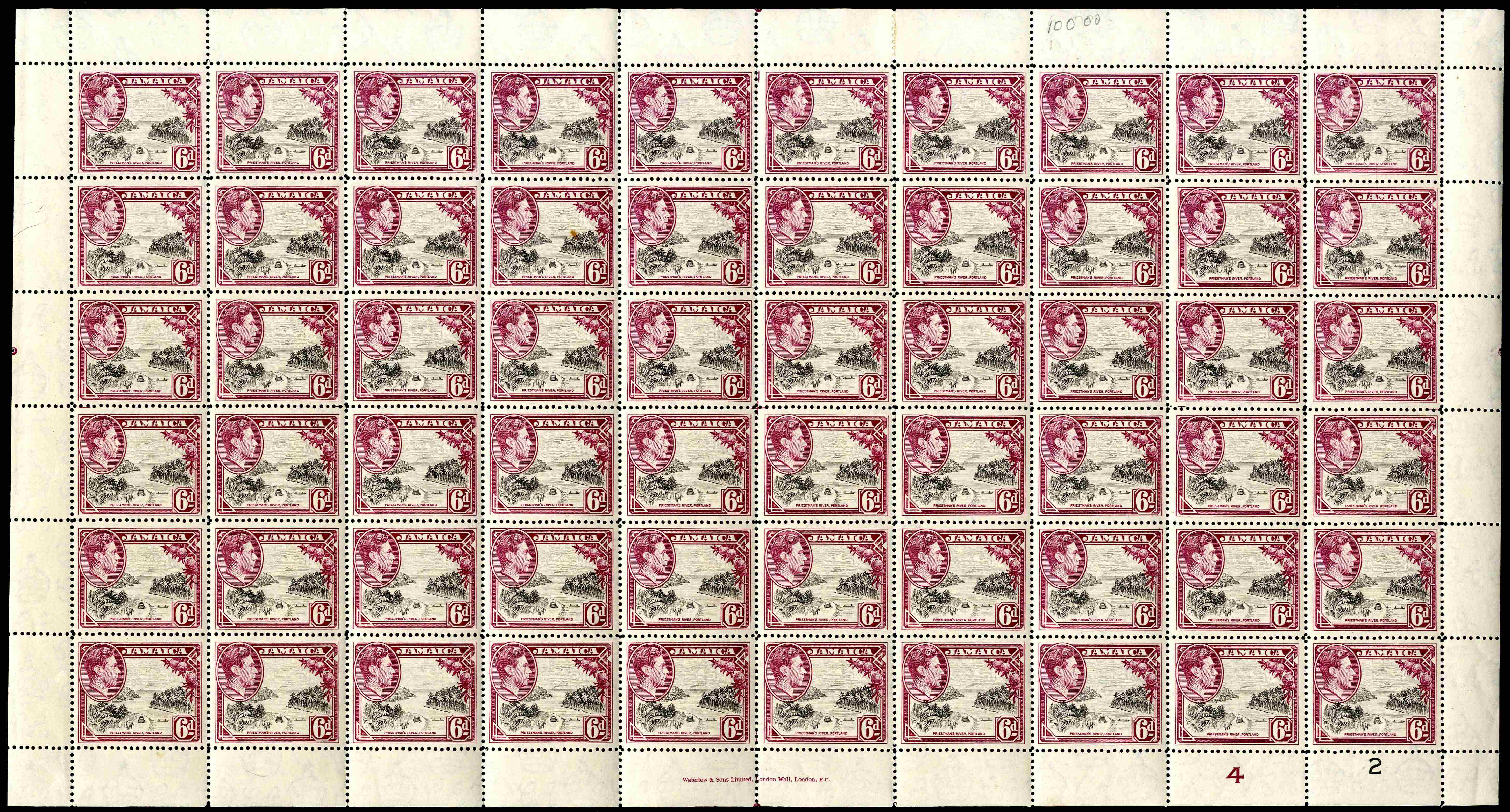 Jamaica SG 128, aa sheet mint