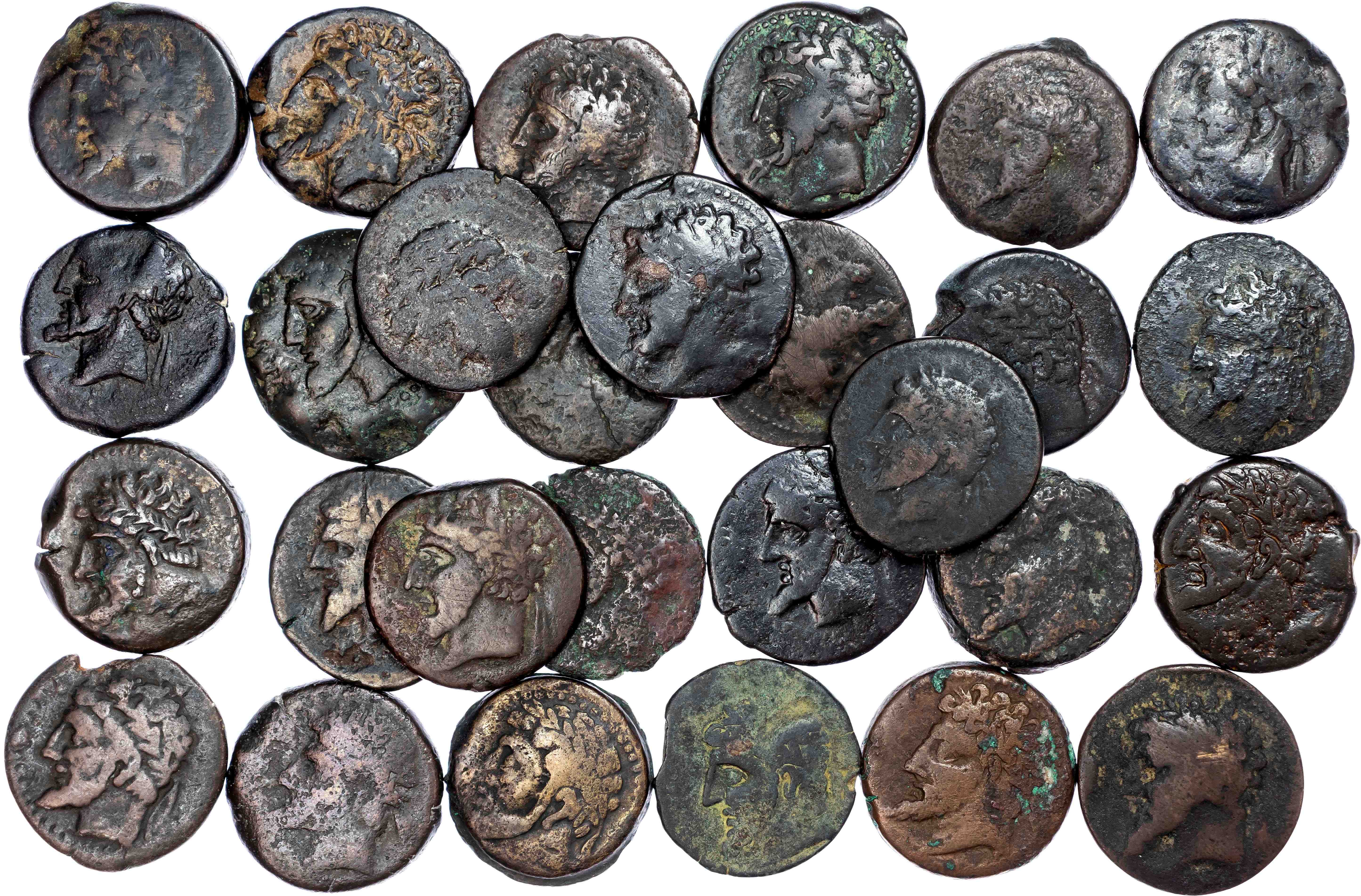 Numidia, Massinissa or Micipsa (c. 203-148 BC or 148-118 BC) Group of 28 AE Units, Varying weights.