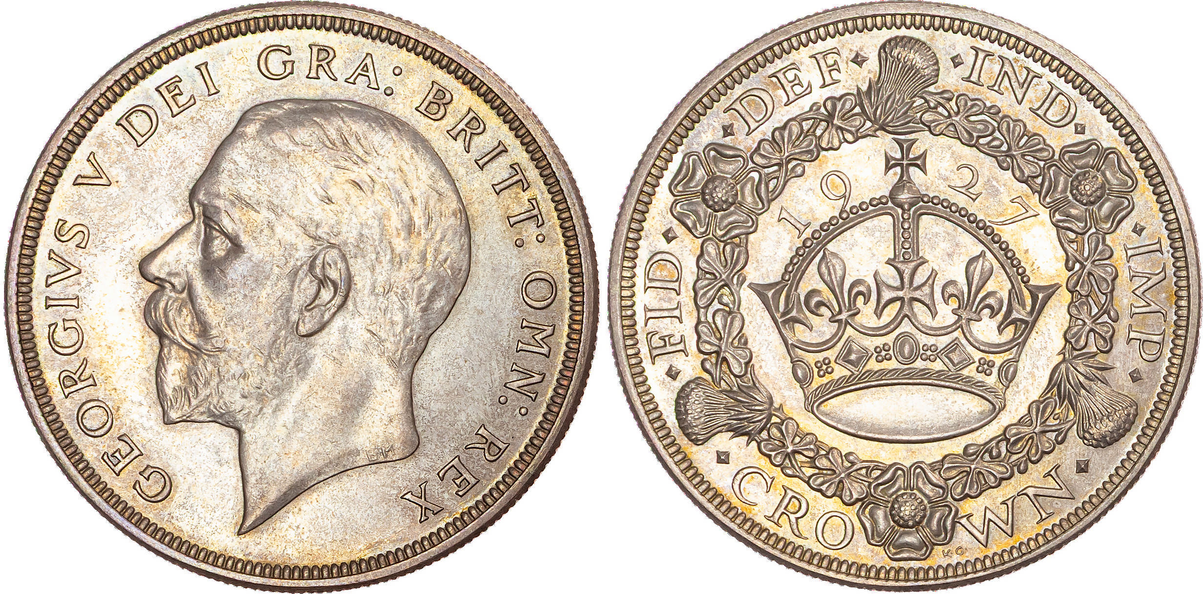 George V (1910-1936), AR Proof Crown, 1927, Fourth Coinage.