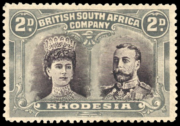 † 2d black-purple and slate-grey SG 127, position 14 mint