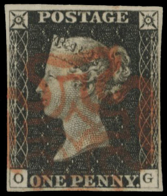 GB1840 1d black Plate 1a (OG) used