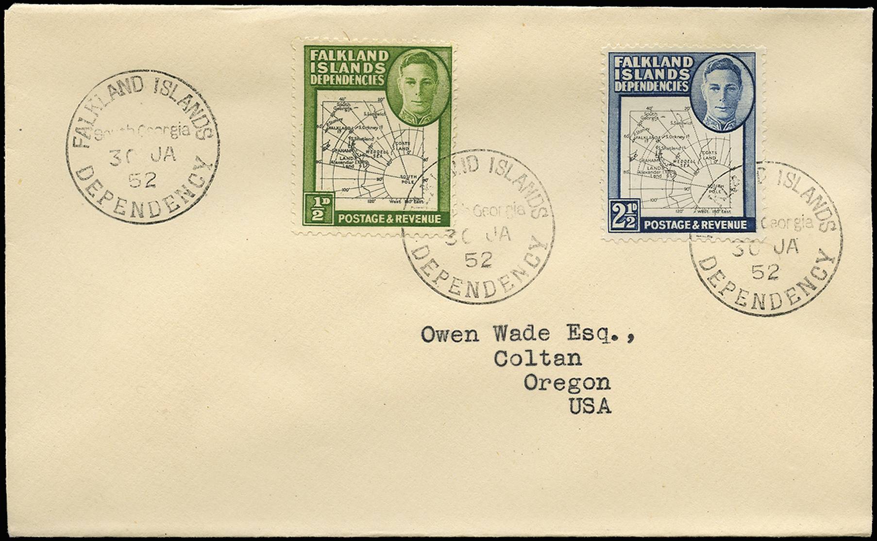 FALKLAND ISLANDS DEPENDENCIES SG G1b, G11b 1952 COVER