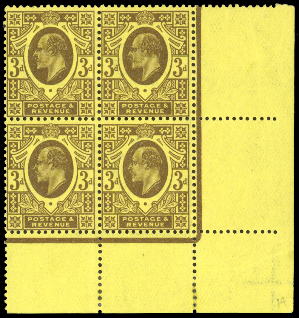 Great Britain SG 277 in U/M marginal block of four 