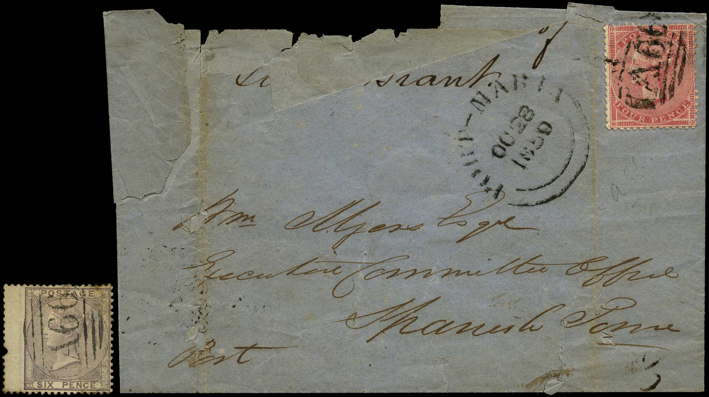 GB USED ABROAD: 1859 Port Maria “A66” on 4d...