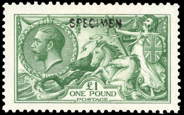 GB SG 403 1913 £1 Seahorse Specimen
