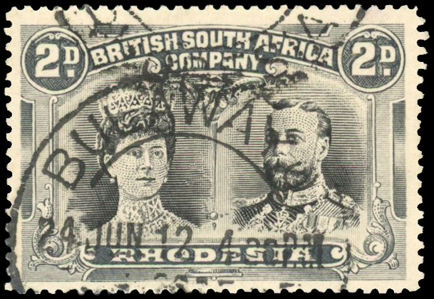 Rhodesia 1910-13 2d black and grey-black perf 15 used