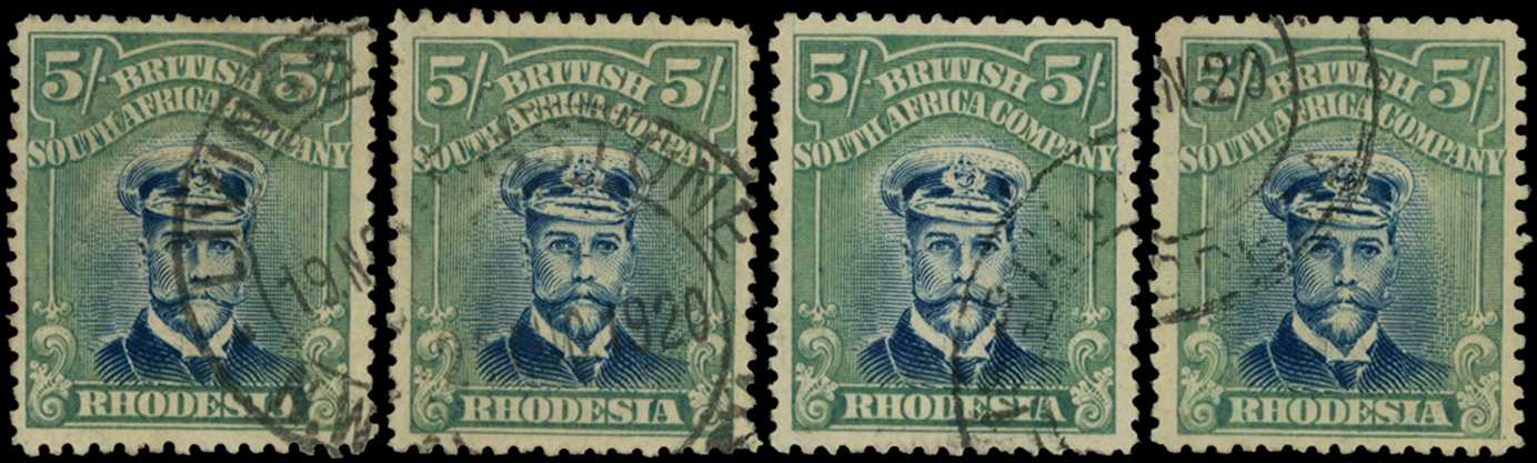 1918-21 5/- Head Die IIIB, perf 14, toned...