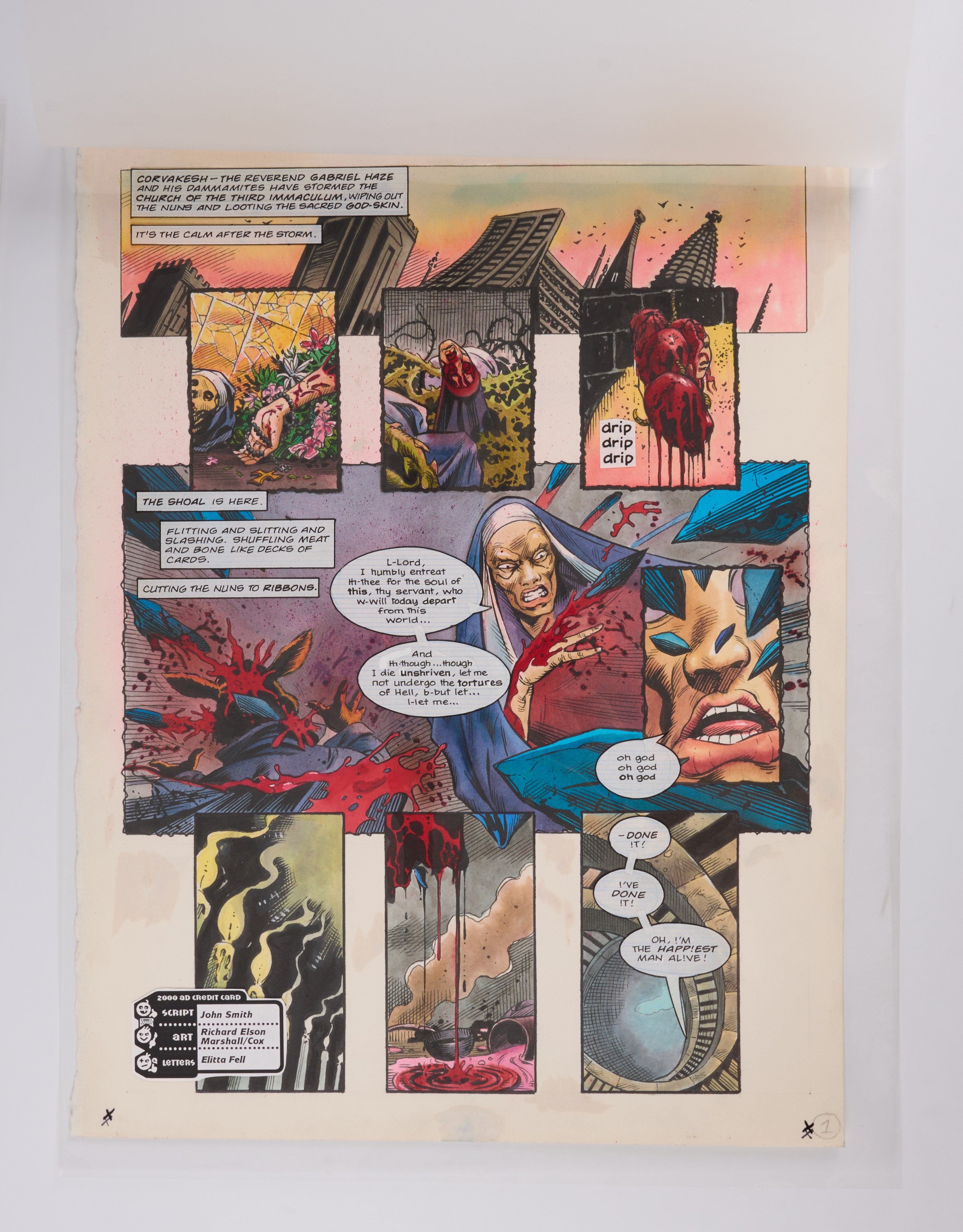 2000 AD Prog #879 Deus Ex Machina Book 2 Colour Story Pages (Fleetway, 1994) Total 5