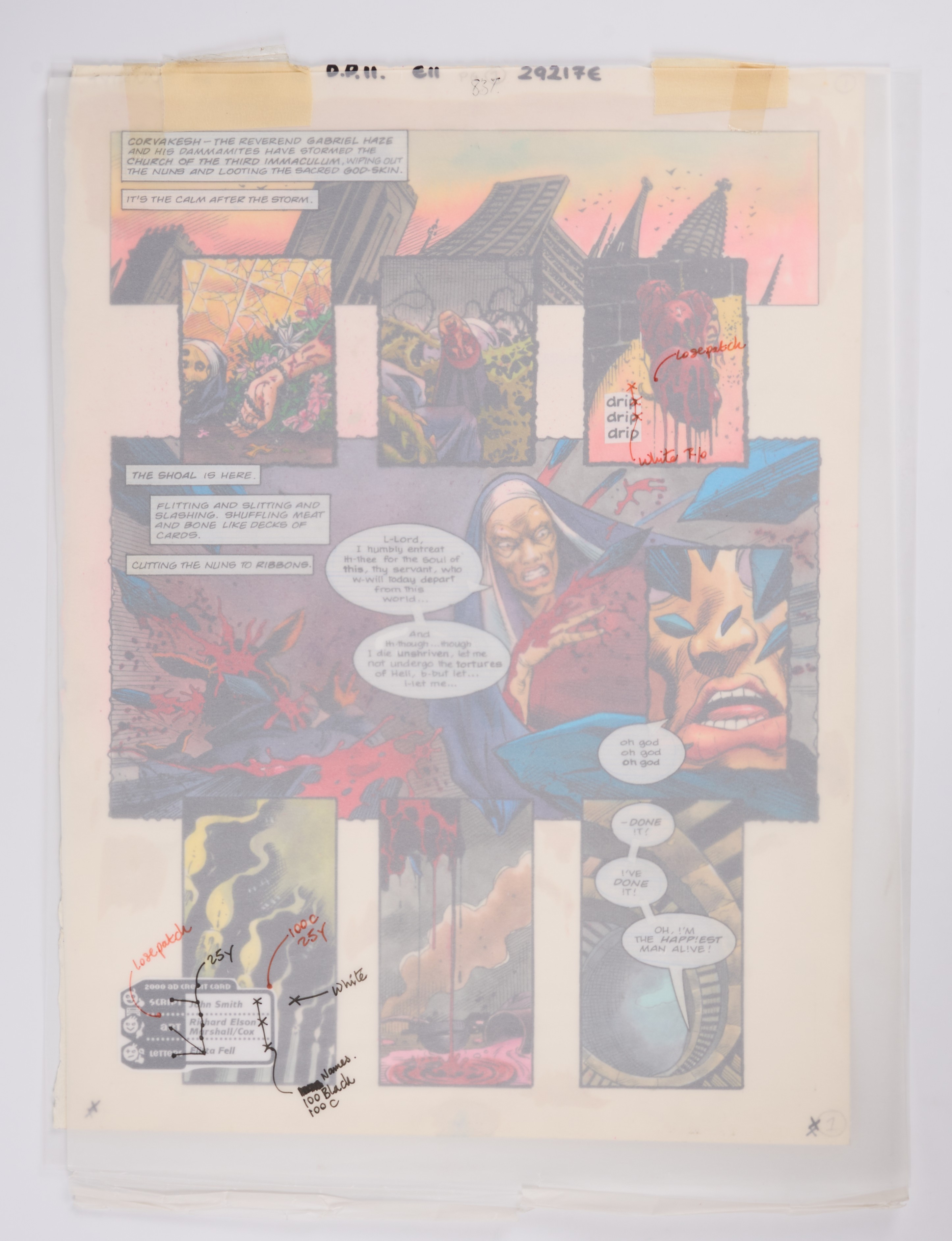 Richard Elson 2000 AD Prog #879 Deus Ex Machina Book 2 Colour Story Pages (Fleetway, 1994) Total 5