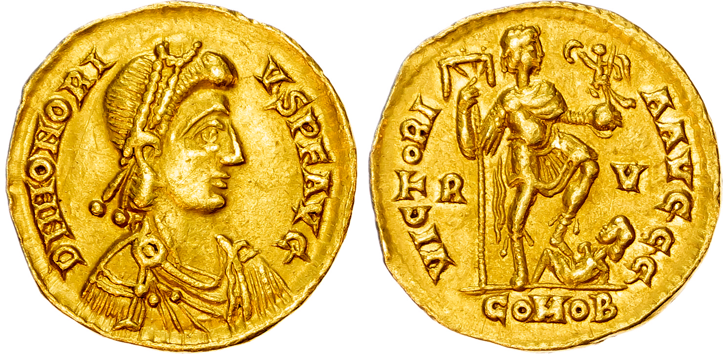Honorius (AD 393-423) AV Solidus, Ravenna, AD 402-423, 4.35g. 