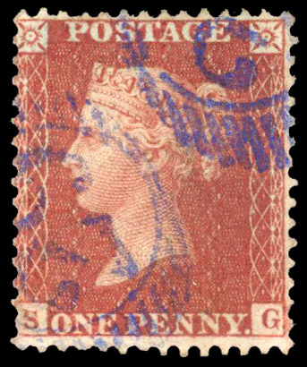 1855 1d Red-brown Pl.36. Used Violet numerals